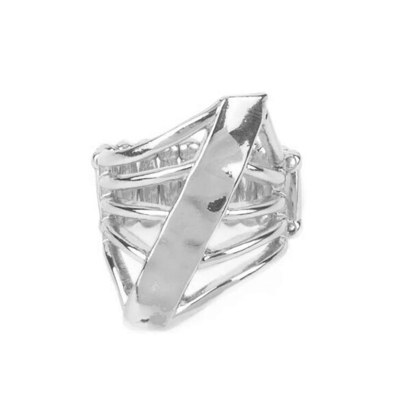 Paparazzi Jewelry Accessories - Encrypted Edge - Silver Ring - Vintage - Picture 2 of 4